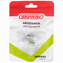 Автолампа диод T10(W5W) 24V 6 SMD 1-конт радиатор,с линзой Белая SKYWAY Салон,габариты комп 2шт